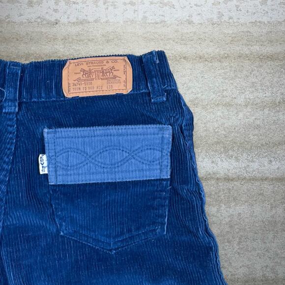 True Vintage 70s Levis Corduroy Pants 26x32 Navy Blue Made in USA 34741-5118 - Picture 3 of 5